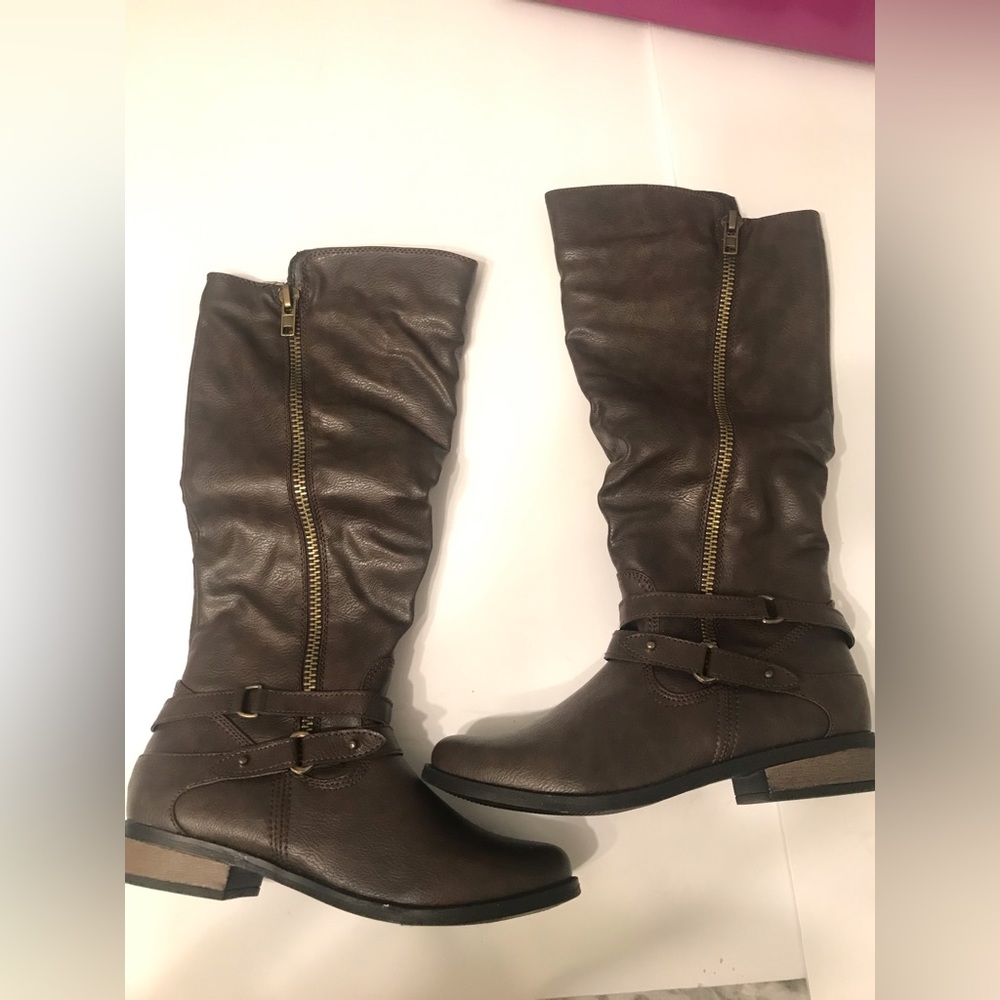 Rampage brown knee high boots